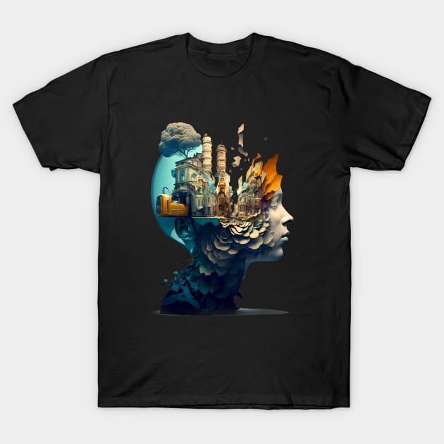 Mind Blown No. 1: Discovering Knowledge (No Fill, Dark Background) T-Shirt by Puff Sumo